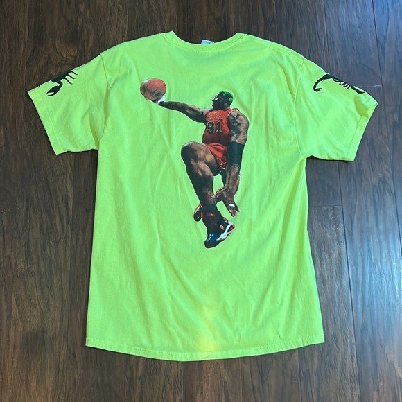 GxFR WWVD Michael Jordan Dennis Rodman neon y shirt - Picture 2 of 5